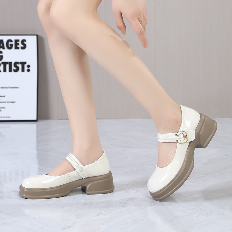 Women Mary Jane shoes with fashionable buckle accent and comfortable block heel Eva