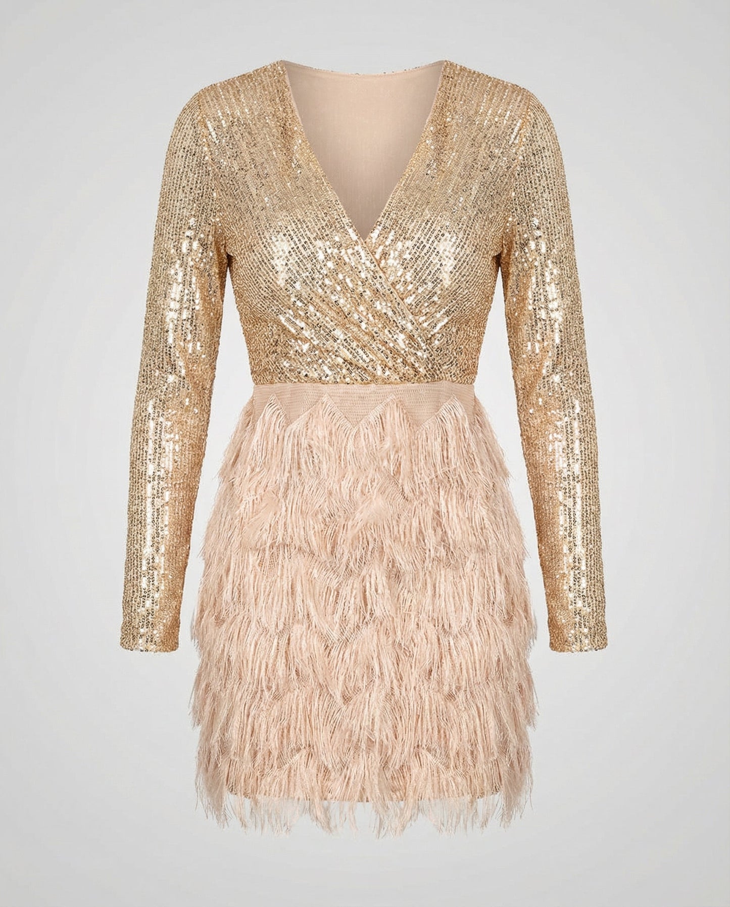 sparkling patchwork party dress with sequin detailing and flowing silhouette