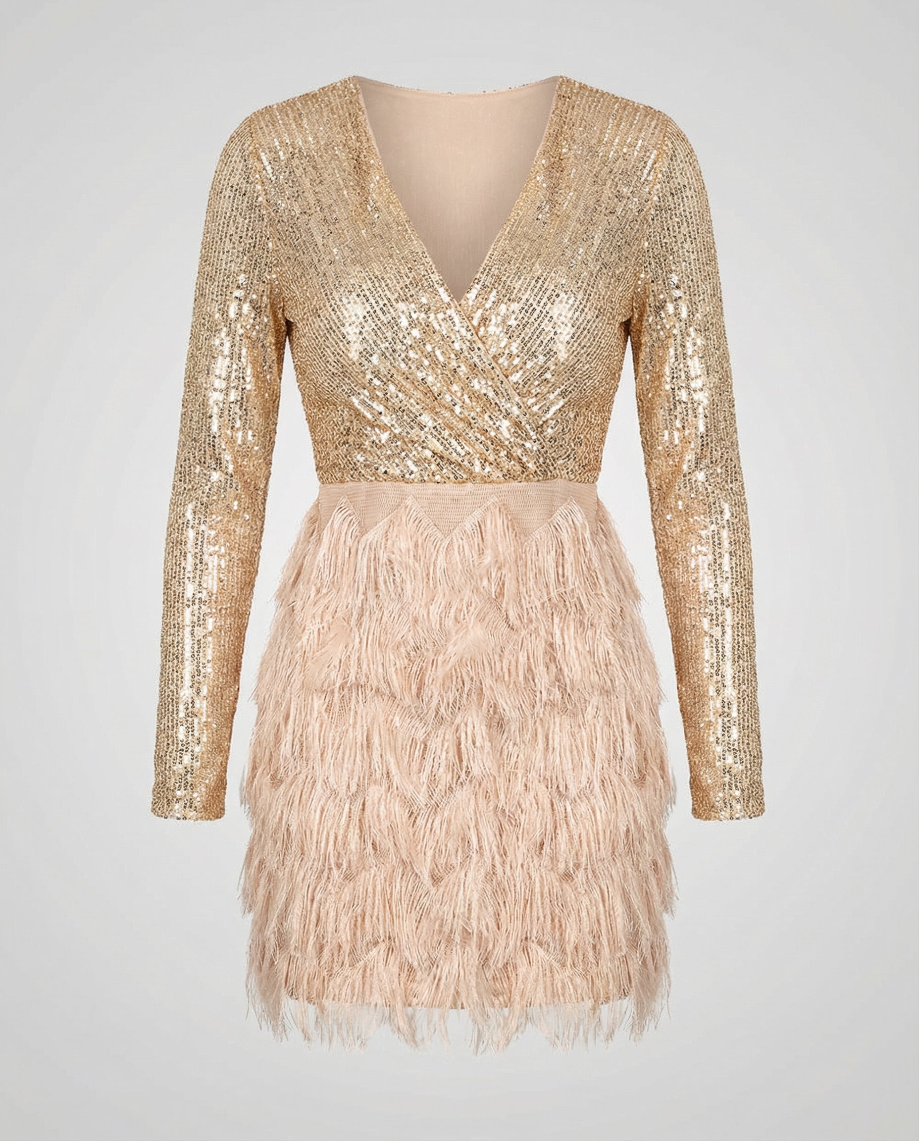 sparkling patchwork party dress with sequin detailing and flowing silhouette