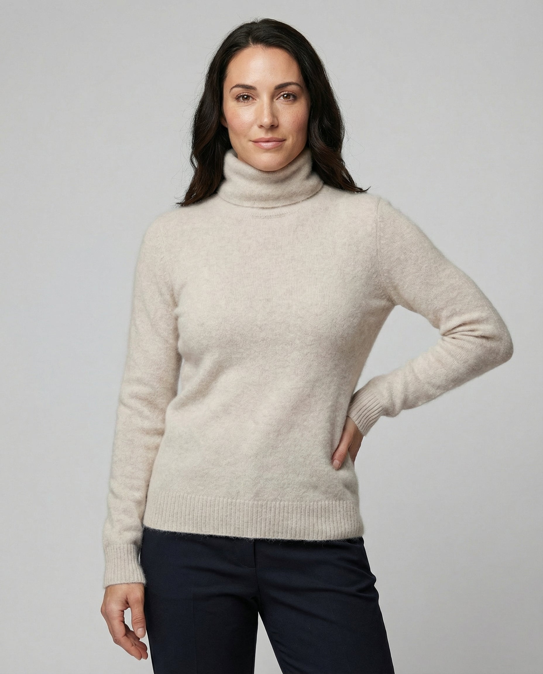 turtleneck sweater with soft knit texture and warm comfort fit