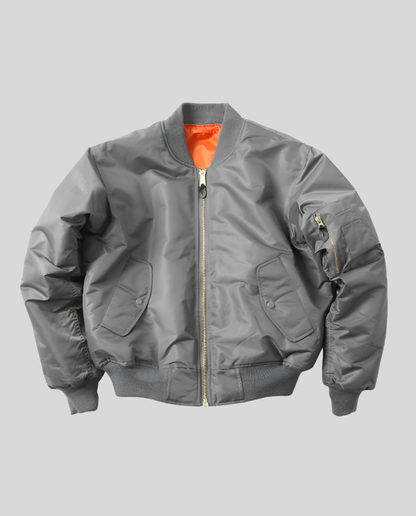 classic bomber jacket with ribbed trims and hip-length casual fit