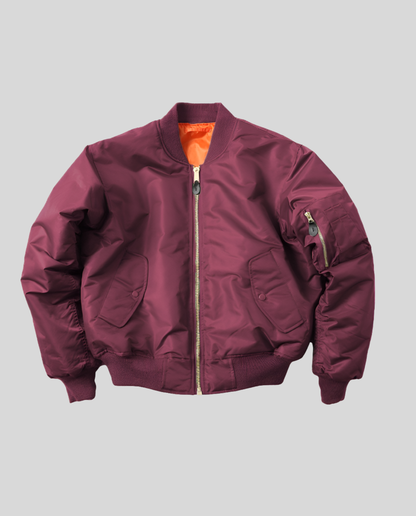 classic bomber jacket with ribbed trims and hip-length casual fit