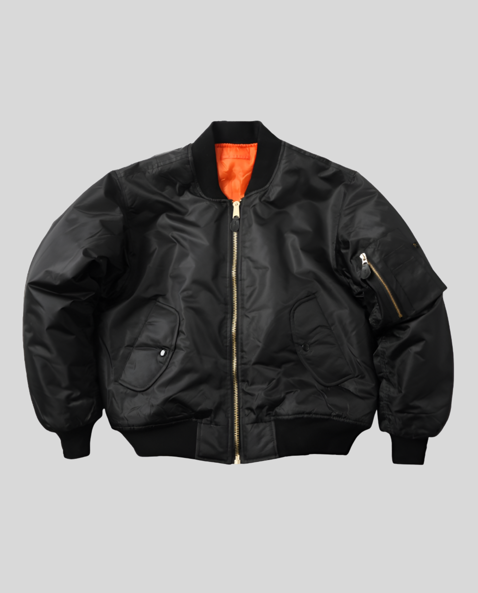 classic bomber jacket with ribbed trims and hip-length casual fit