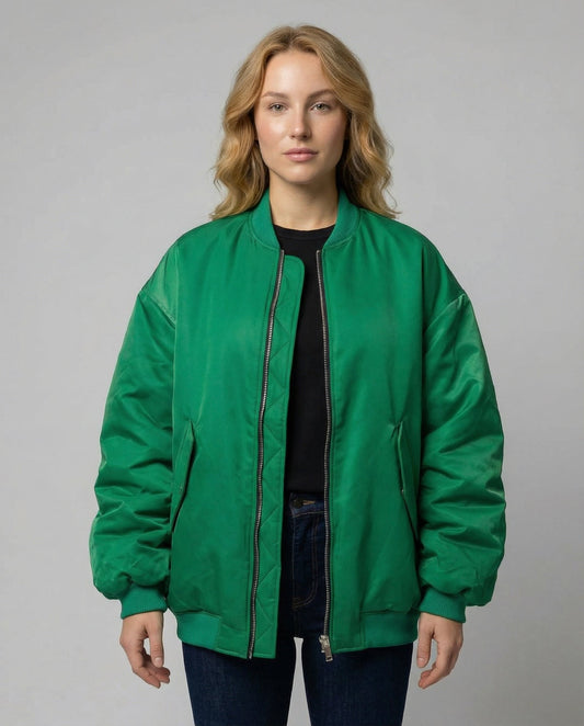 oversized bomber jacket with relaxed streetwear fit