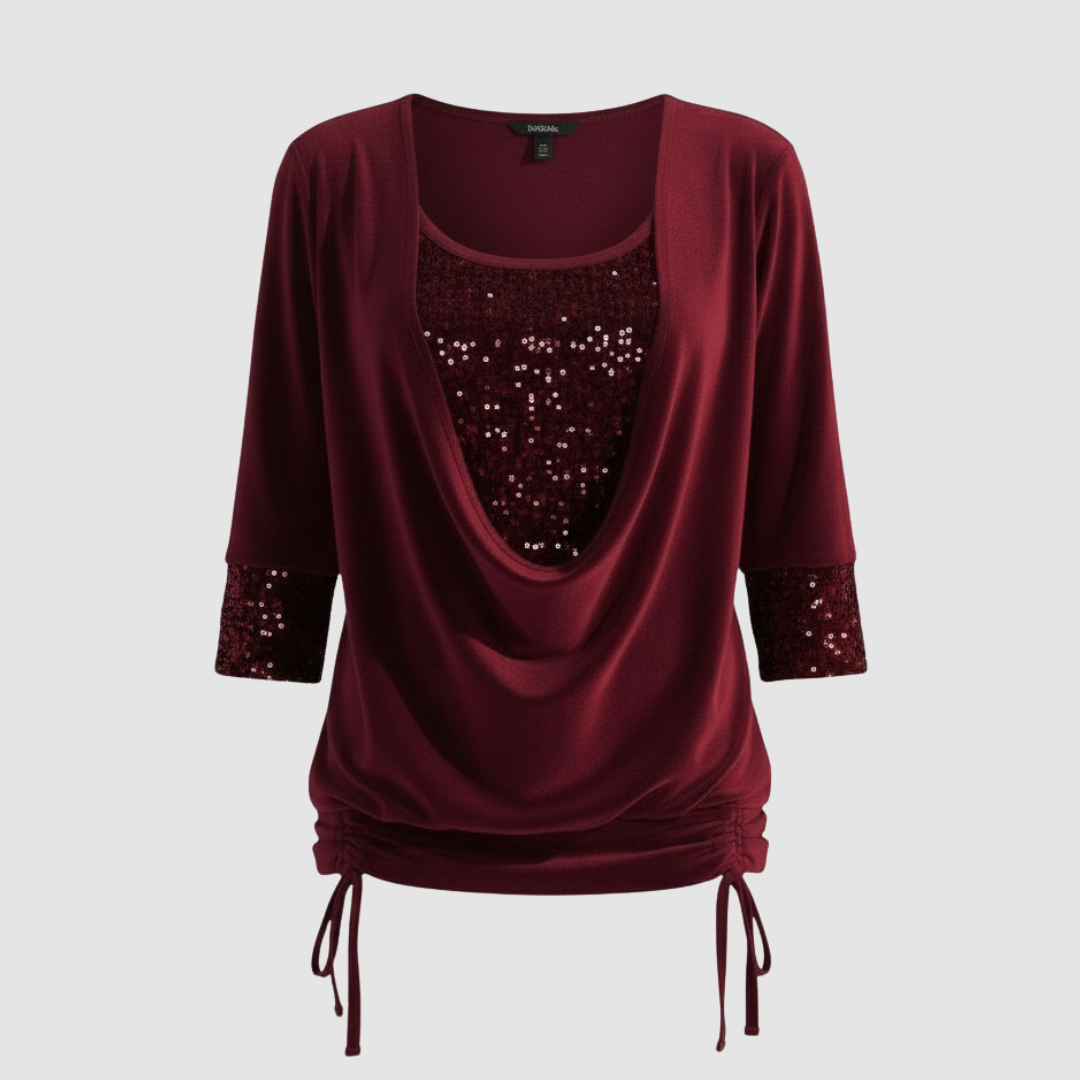 figure-flattering sequin blouse with long sleeves and elegant shaping fit