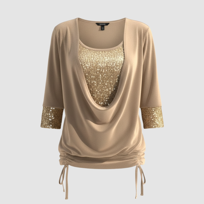 figure-flattering sequin blouse with long sleeves and elegant shaping fit