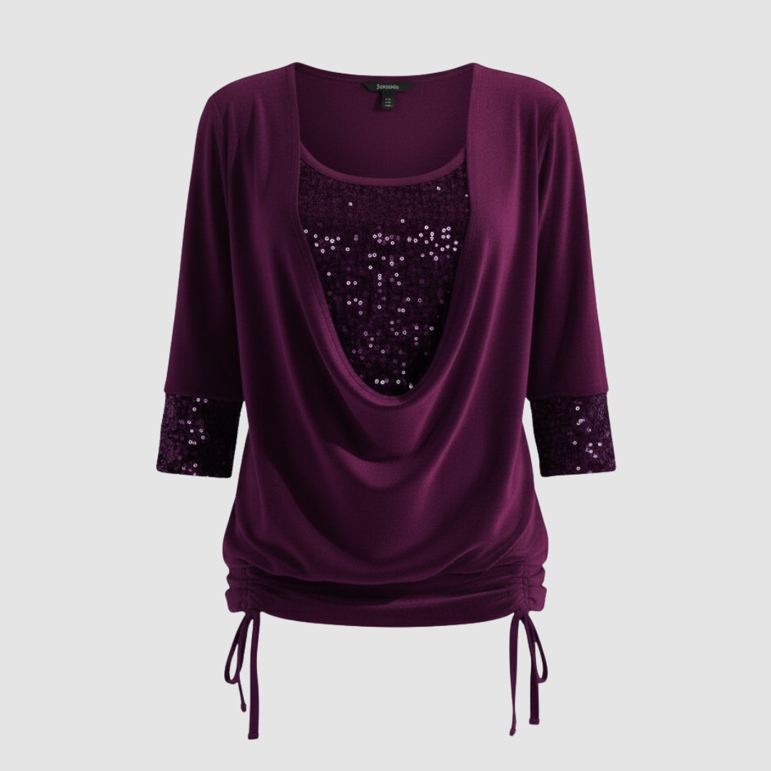 figure-flattering sequin blouse with long sleeves and elegant shaping fit