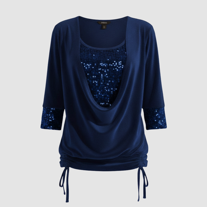 figure-flattering sequin blouse with long sleeves and elegant shaping fit
