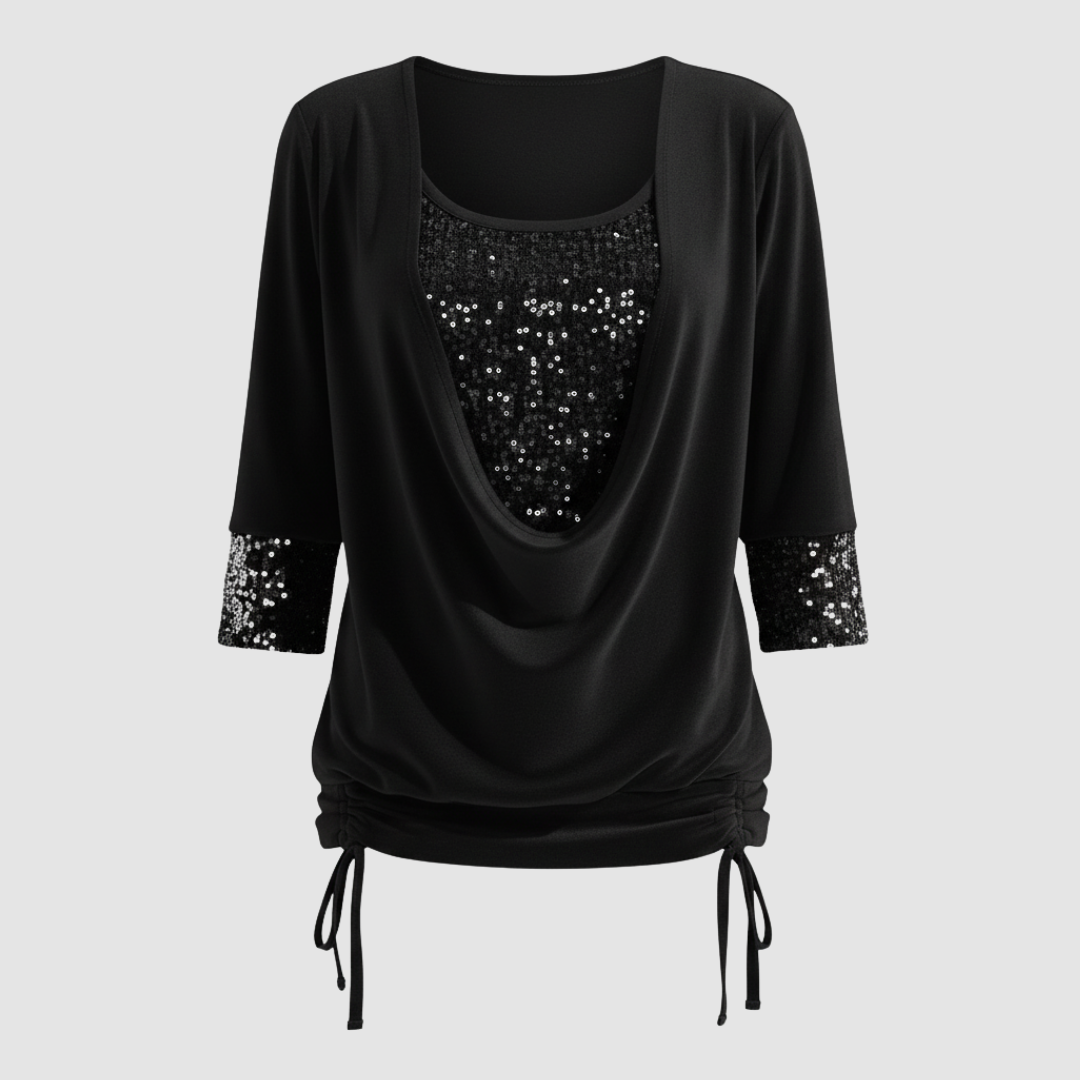 figure-flattering sequin blouse with long sleeves and elegant shaping fit