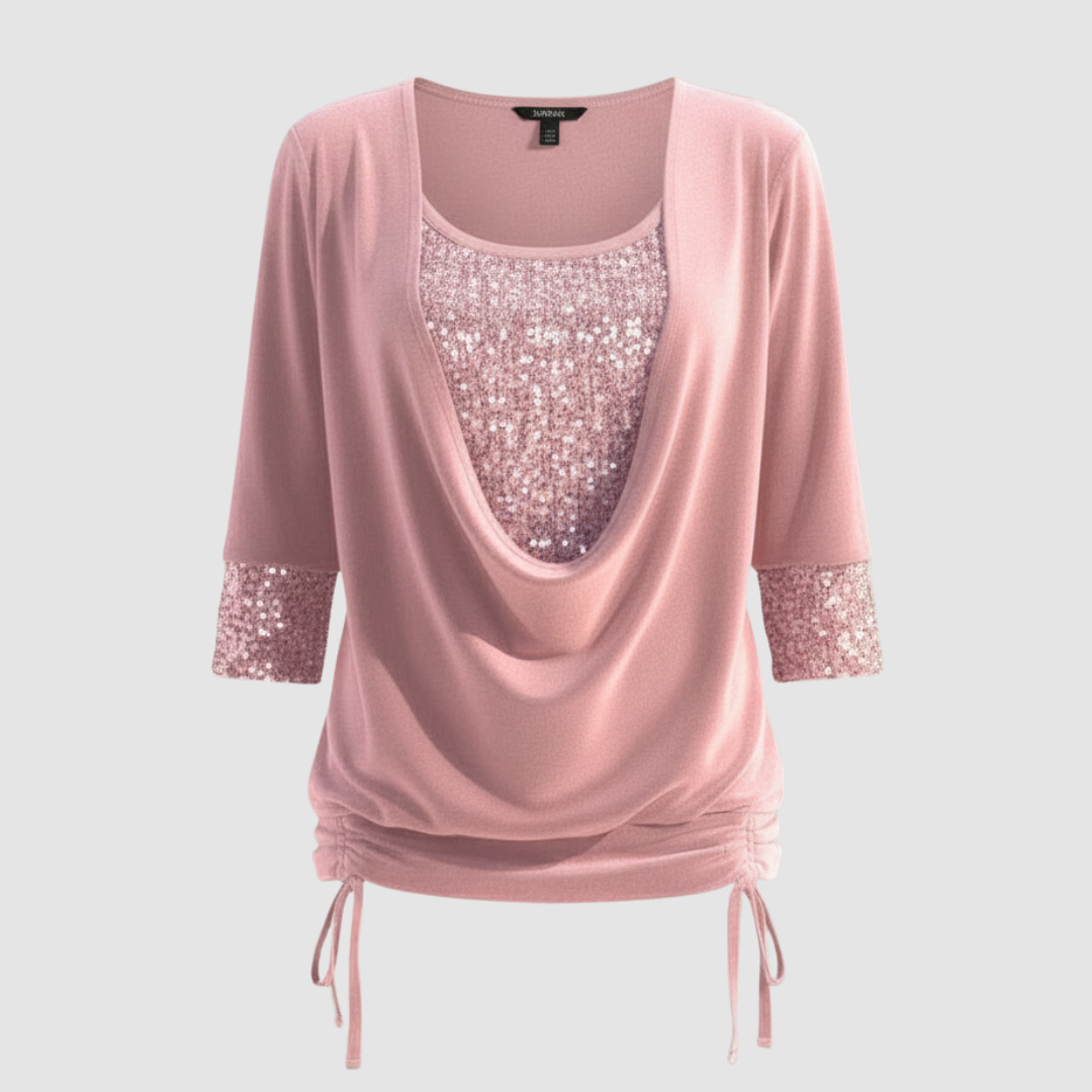 figure-flattering sequin blouse with long sleeves and elegant shaping fit