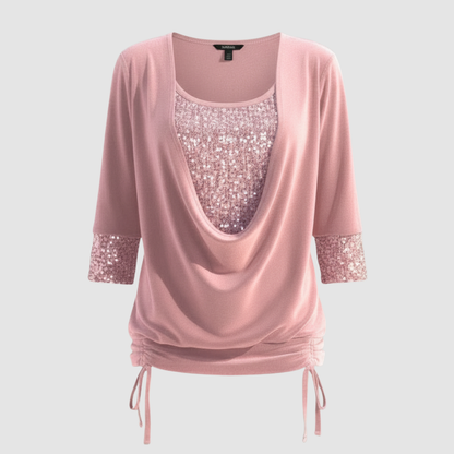 figure-flattering sequin blouse with long sleeves and elegant shaping fit