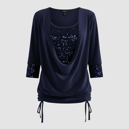figure-flattering sequin blouse with long sleeves and elegant shaping fit
