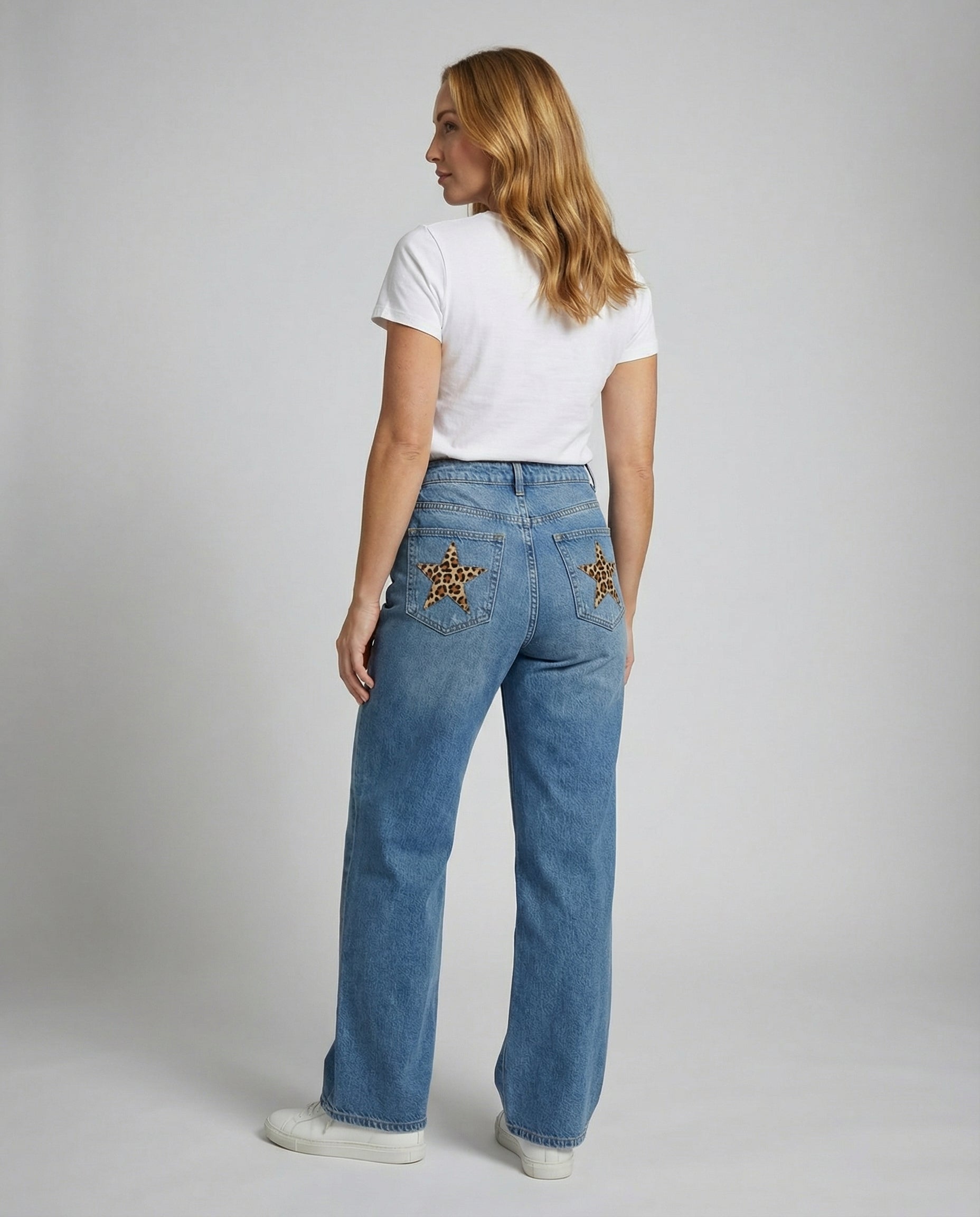 retro leopard boyfriend jeans with relaxed vintage fit