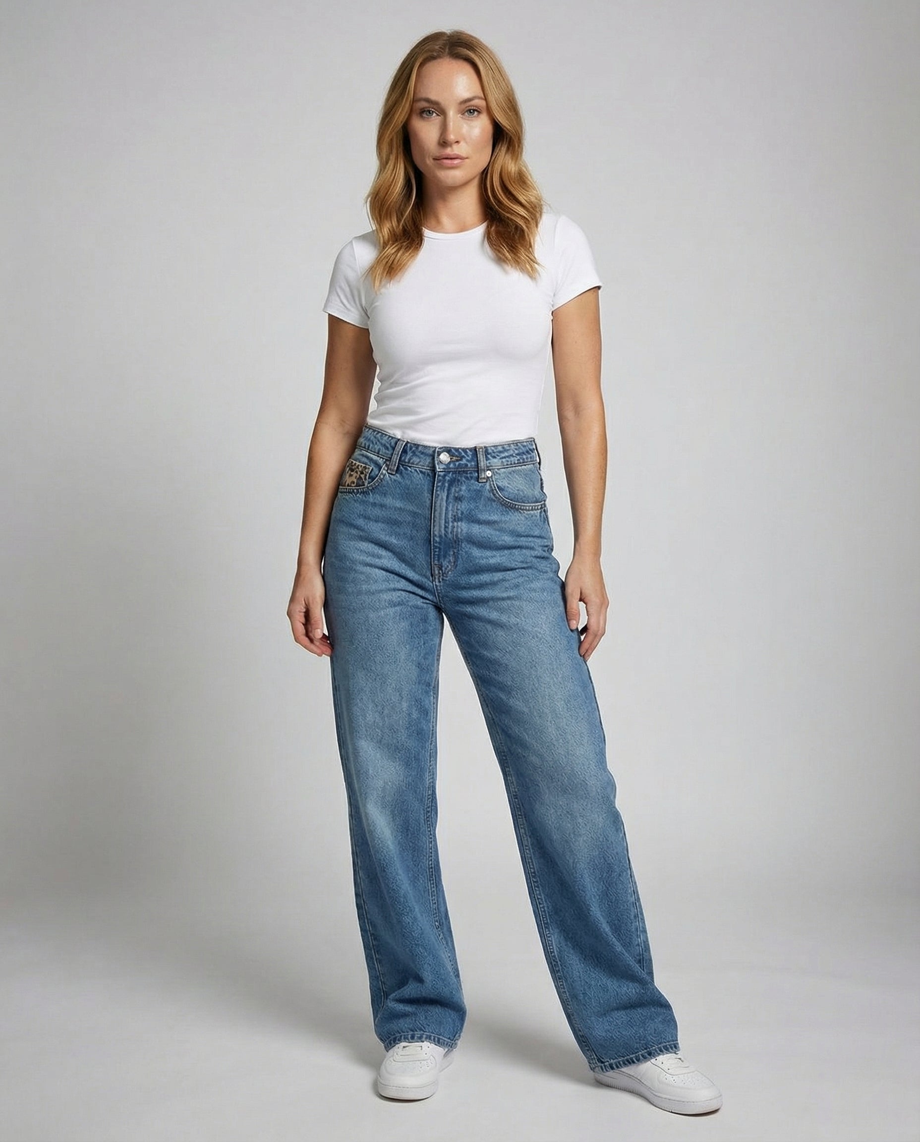 retro leopard boyfriend jeans with relaxed vintage fit