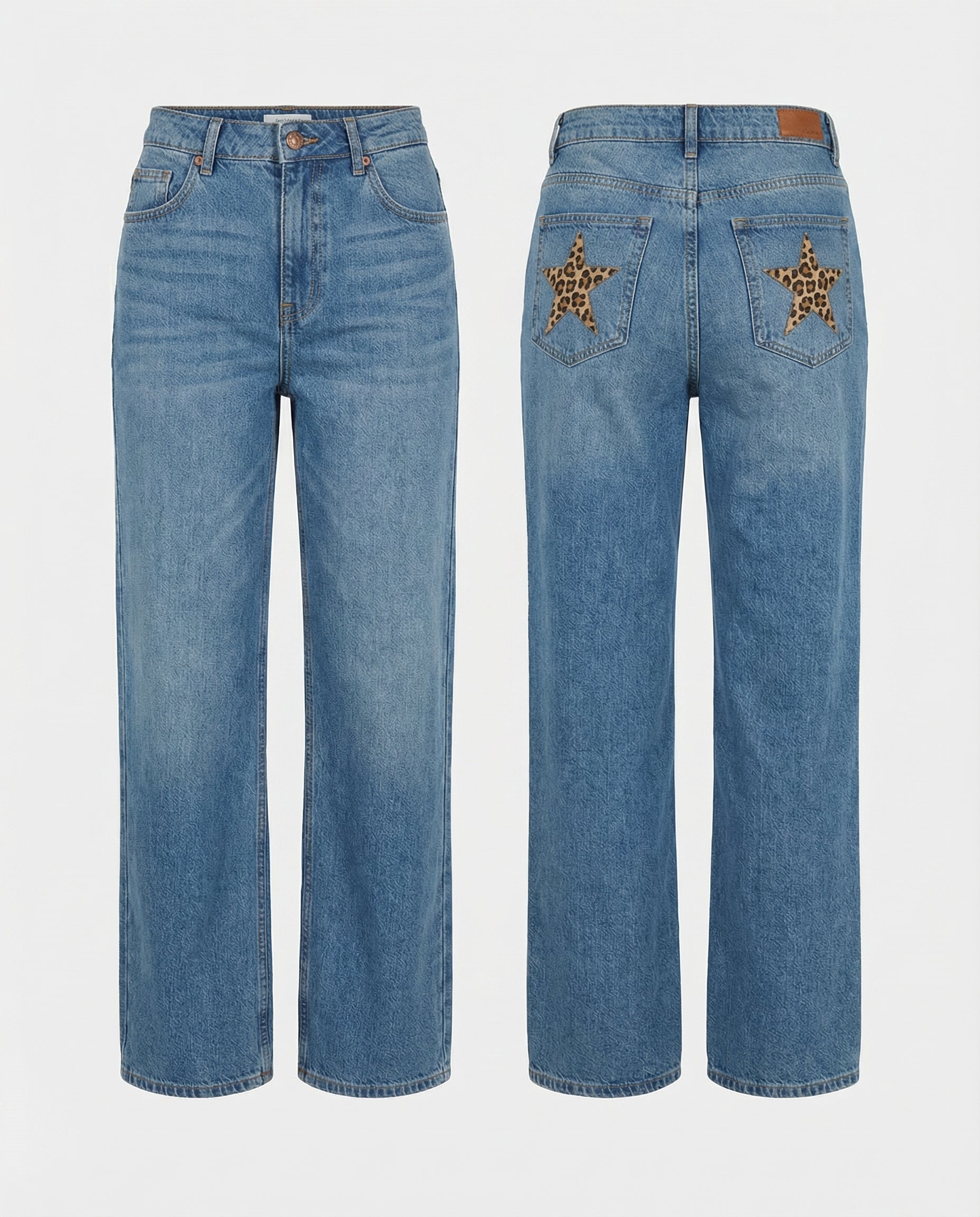 retro leopard boyfriend jeans with relaxed vintage fit