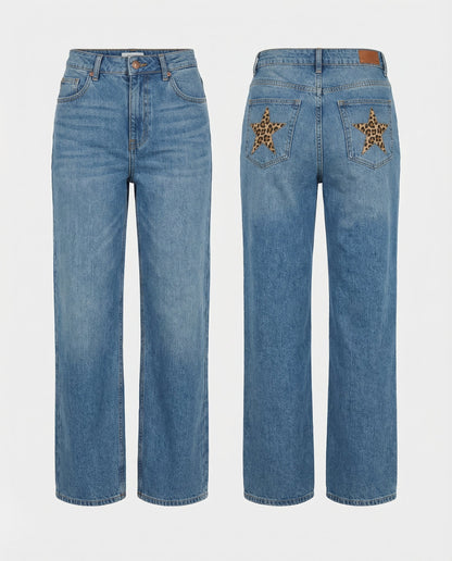 retro leopard boyfriend jeans with relaxed vintage fit