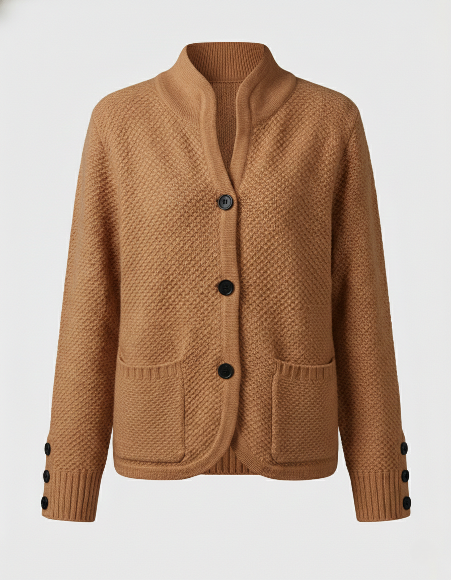knit cardigan with soft fine-knit texture and button-front design