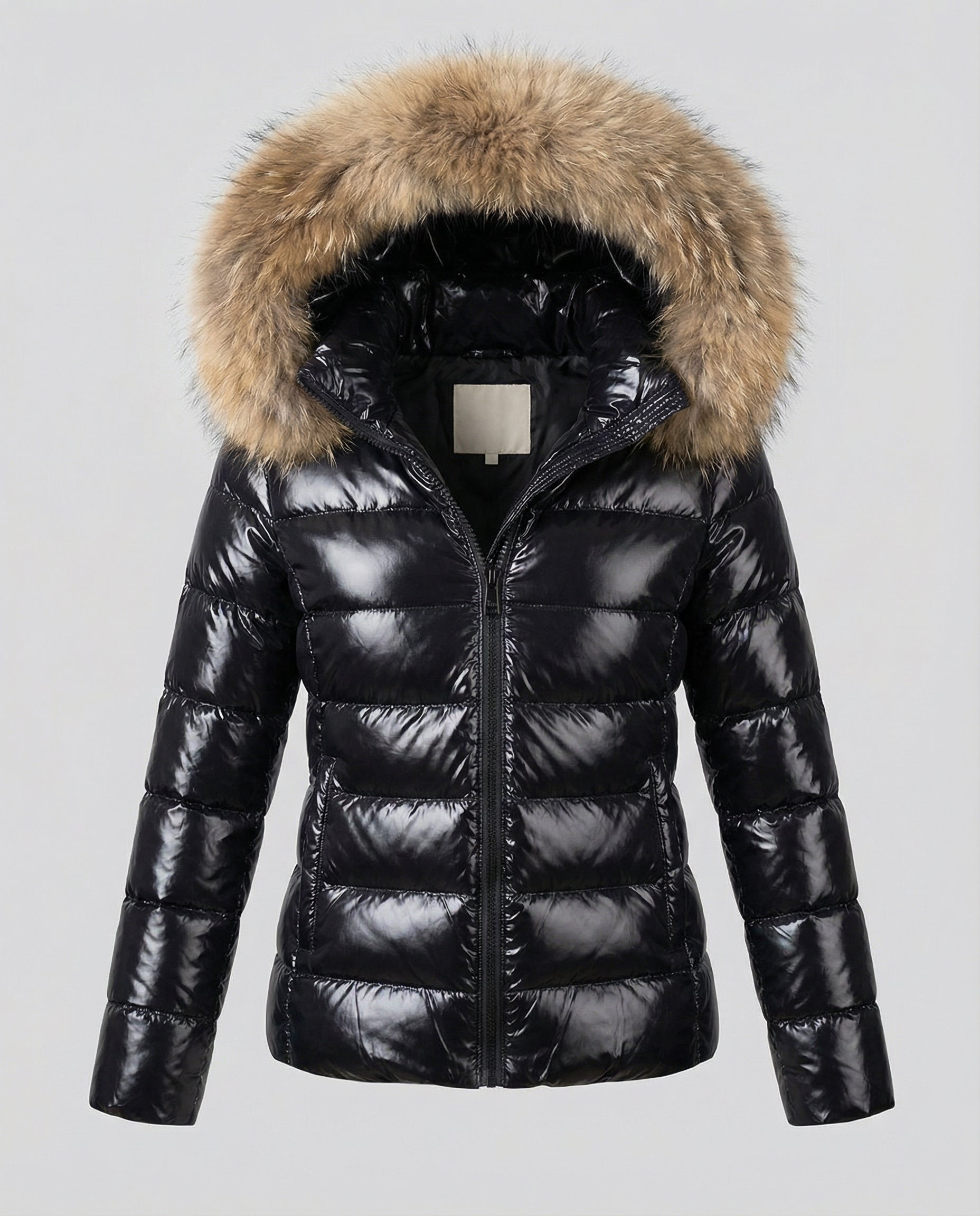 winter jacket with faux fur collar and insulated cold-weather design