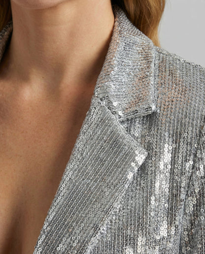 sequin lapel blazer with glamorous statement design and structured fit