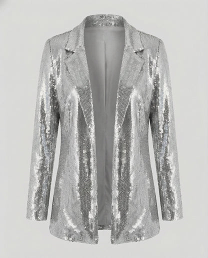 sequin lapel blazer with glamorous statement design and structured fit
