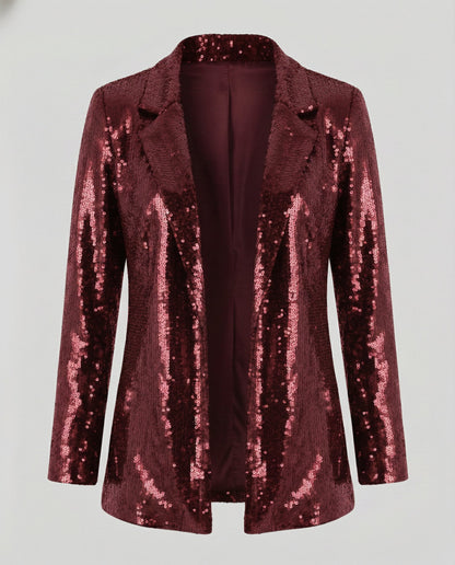 sequin lapel blazer with glamorous statement design and structured fit