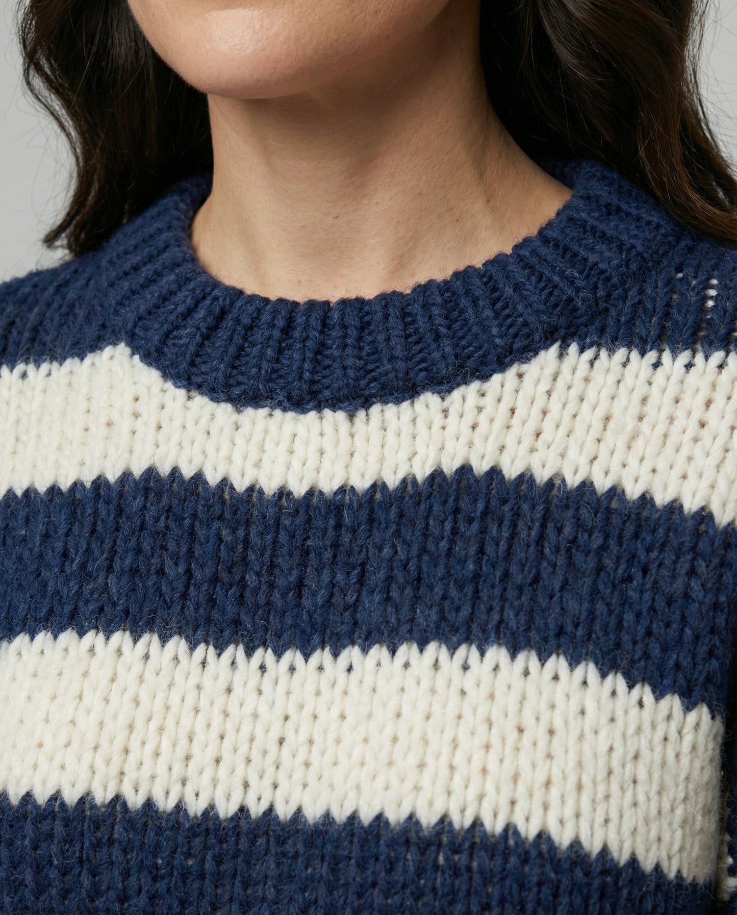 striped oversized sweater with relaxed casual fit and soft knit texture