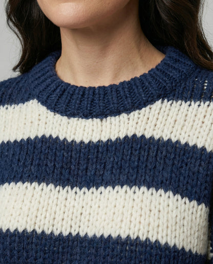 striped oversized sweater with relaxed casual fit and soft knit texture