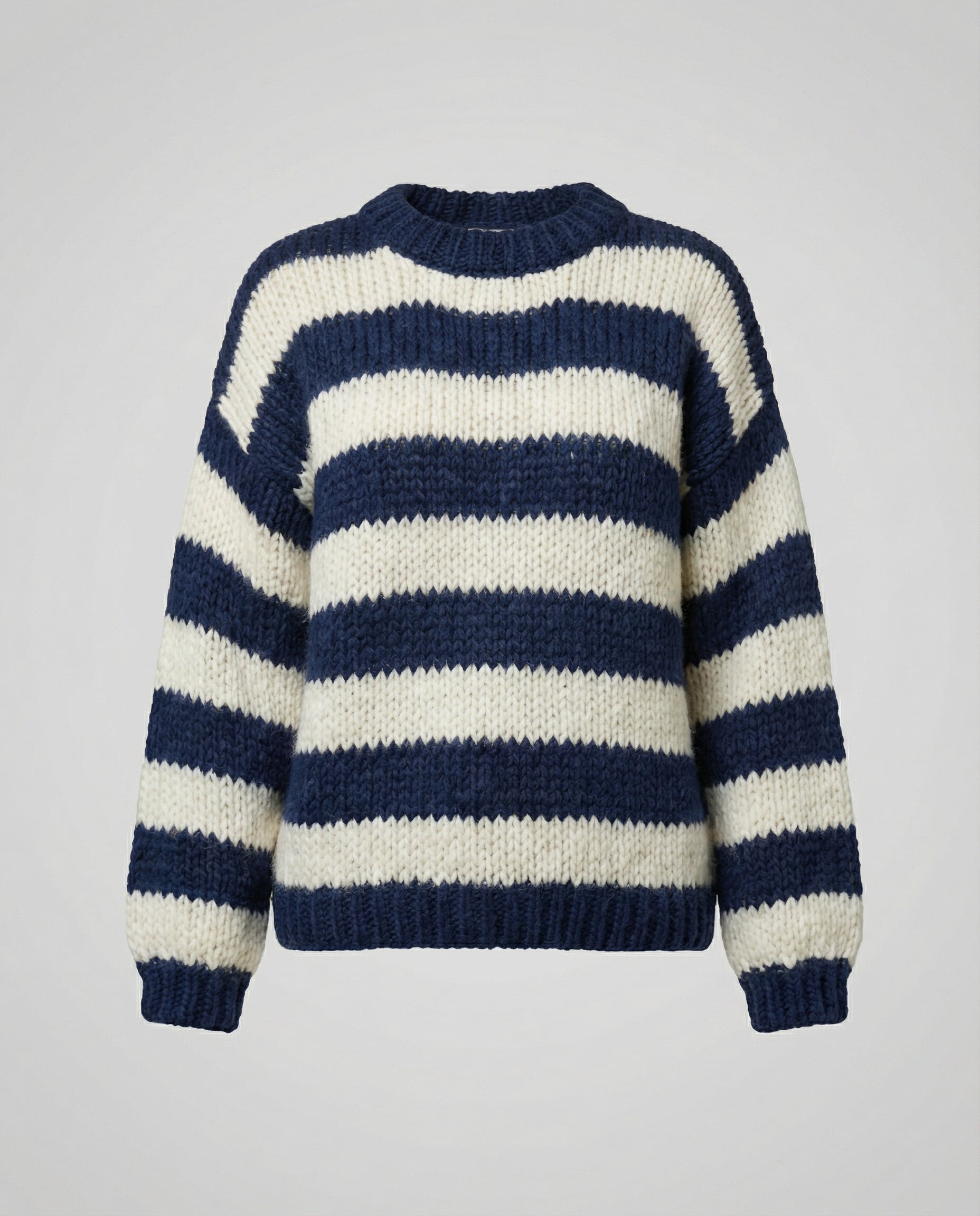 striped oversized sweater with relaxed casual fit and soft knit texture