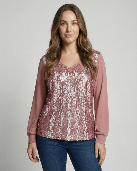 subtle glitter blouse with elegant minimal fit and v-neckline