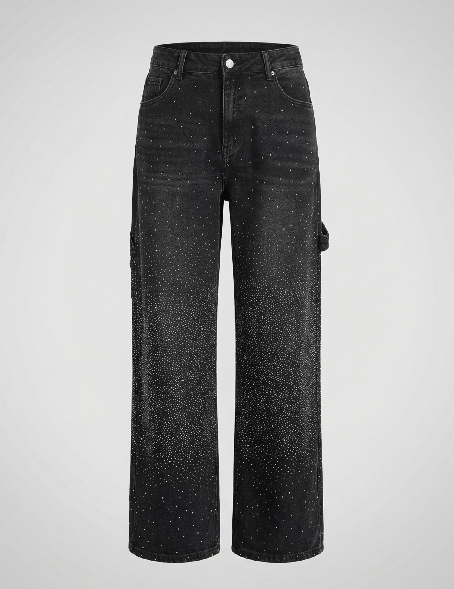 diamond embellished jeans with relaxed fit and sparkling detailing