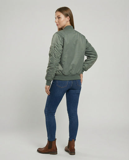 classic bomber jacket with ribbed trims and hip-length casual fit