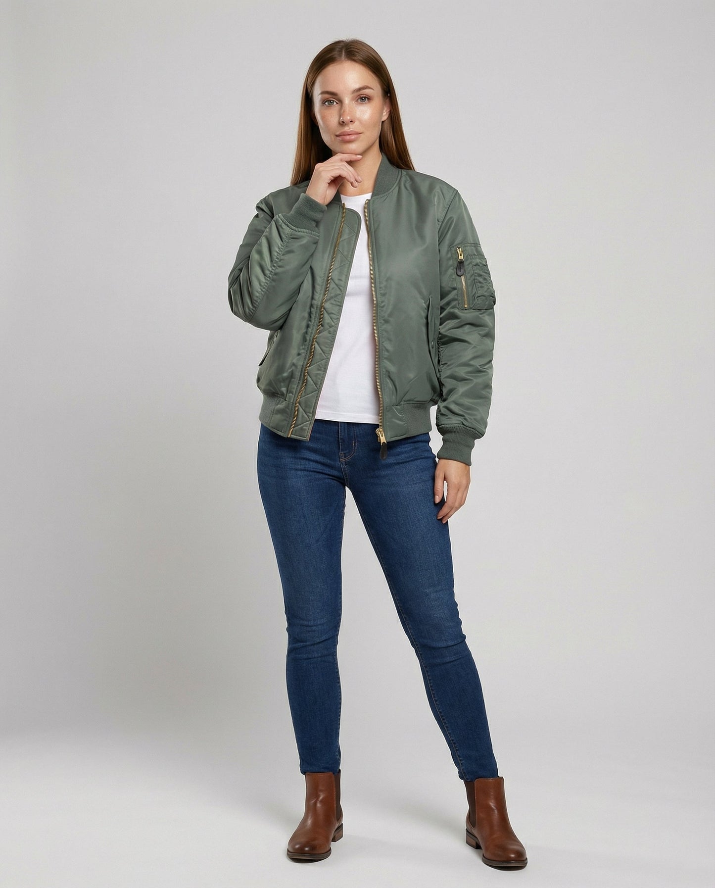 classic bomber jacket with ribbed trims and hip-length casual fit