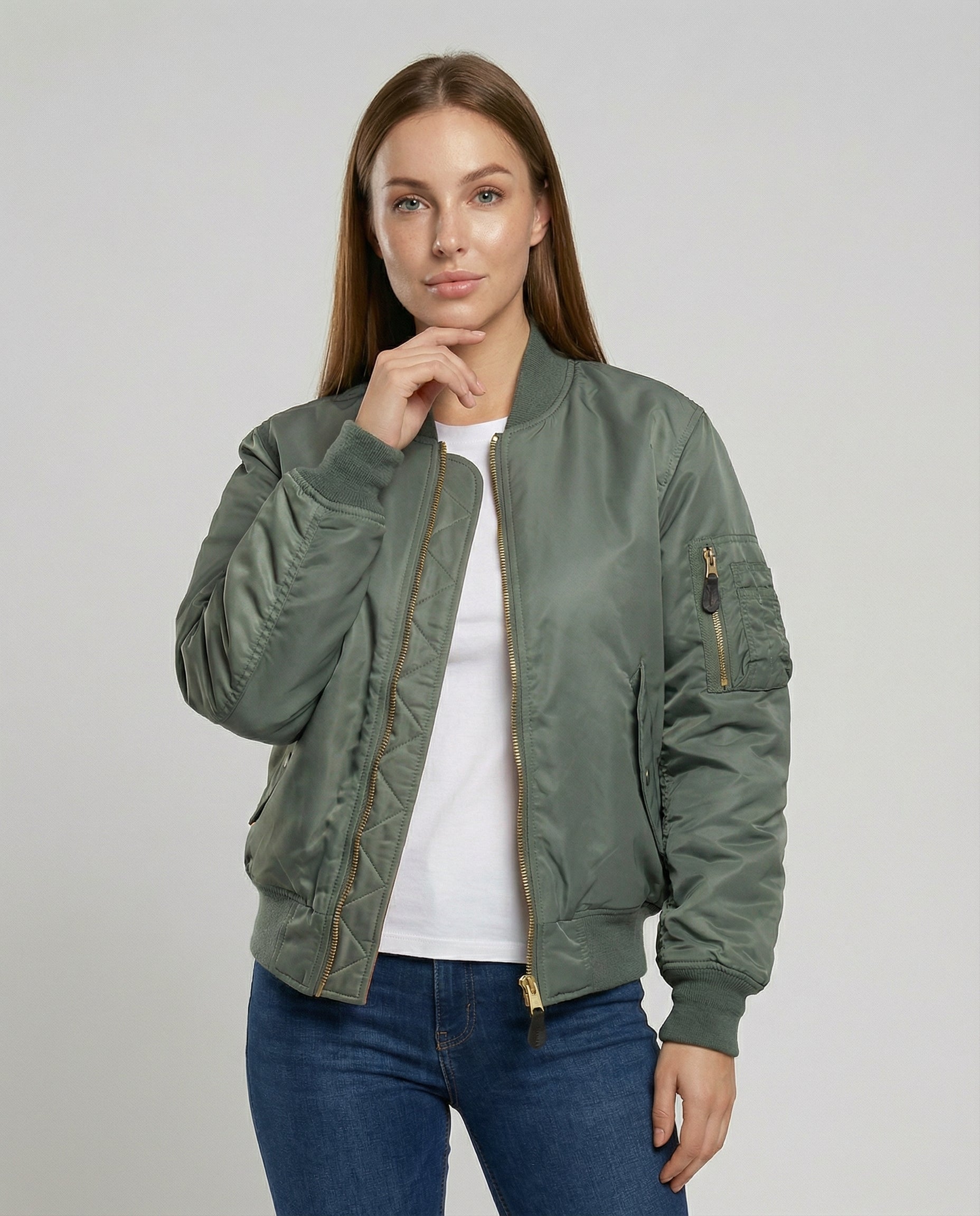 classic bomber jacket with ribbed trims and hip-length casual fit