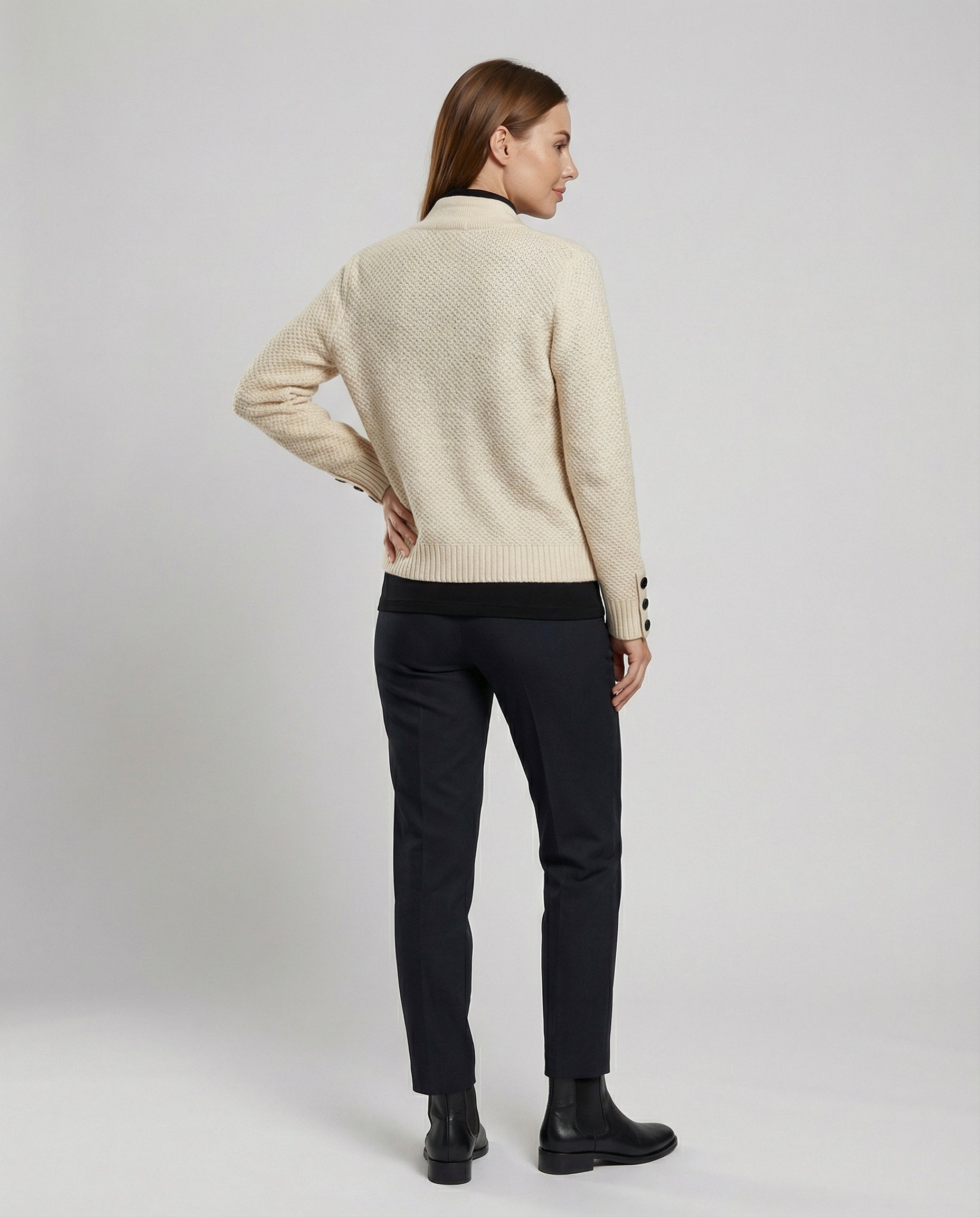 knit cardigan with soft fine-knit texture and button-front design