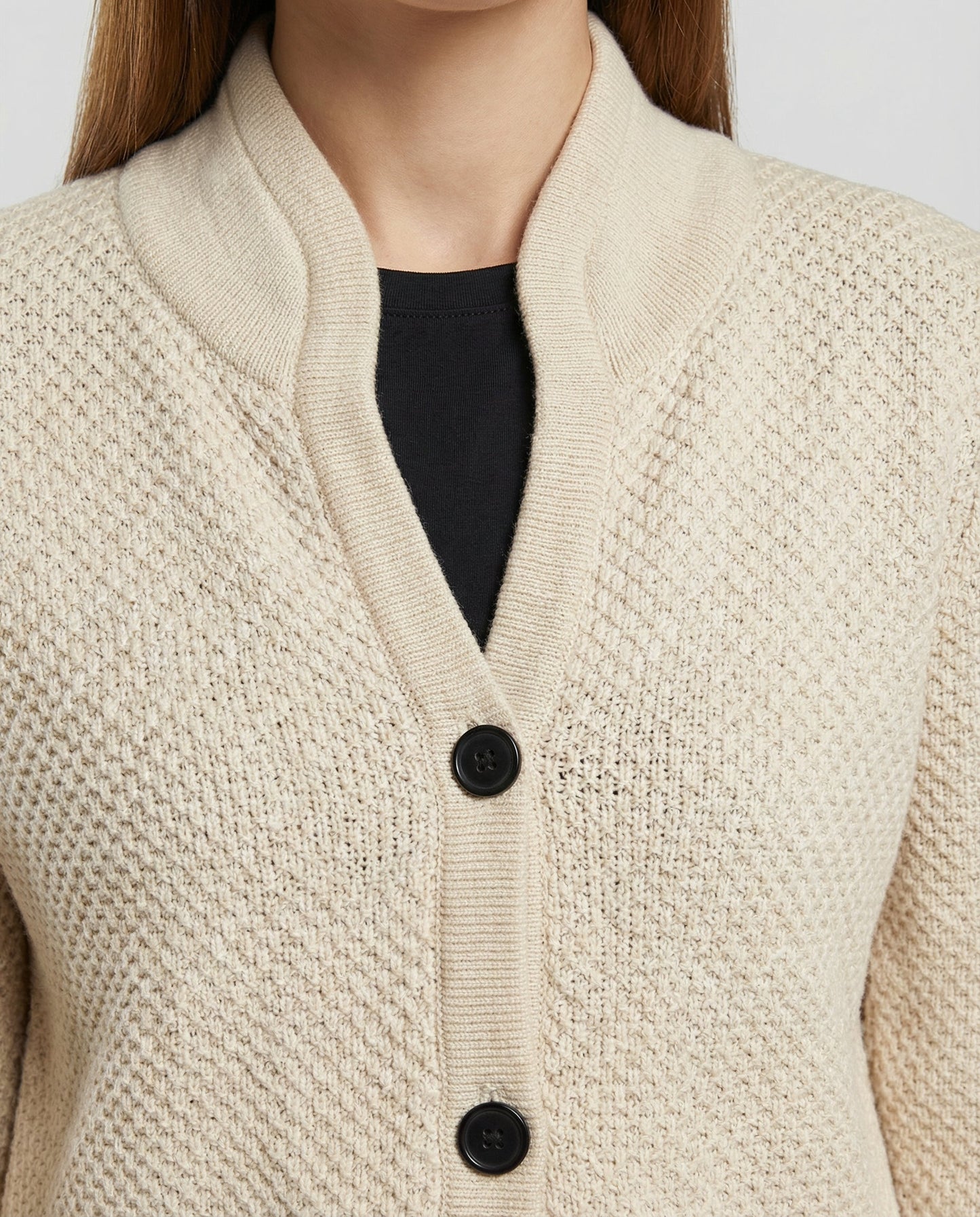 knit cardigan with soft fine-knit texture and button-front design