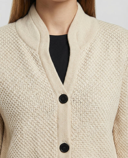 knit cardigan with soft fine-knit texture and button-front design