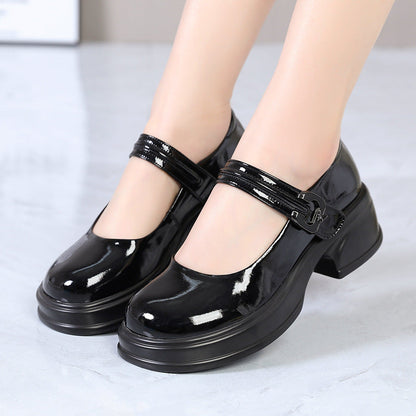 Women Mary Jane shoes with fashionable buckle accent and comfortable block heel Eva