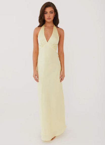 Women Elegant Wrap Dress with V-Neck and Narrow, Flowing Cut Eva