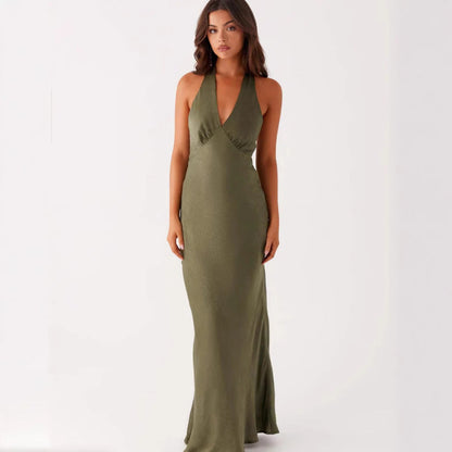 Women Elegant Wrap Dress with V-Neck and Narrow, Flowing Cut Eva
