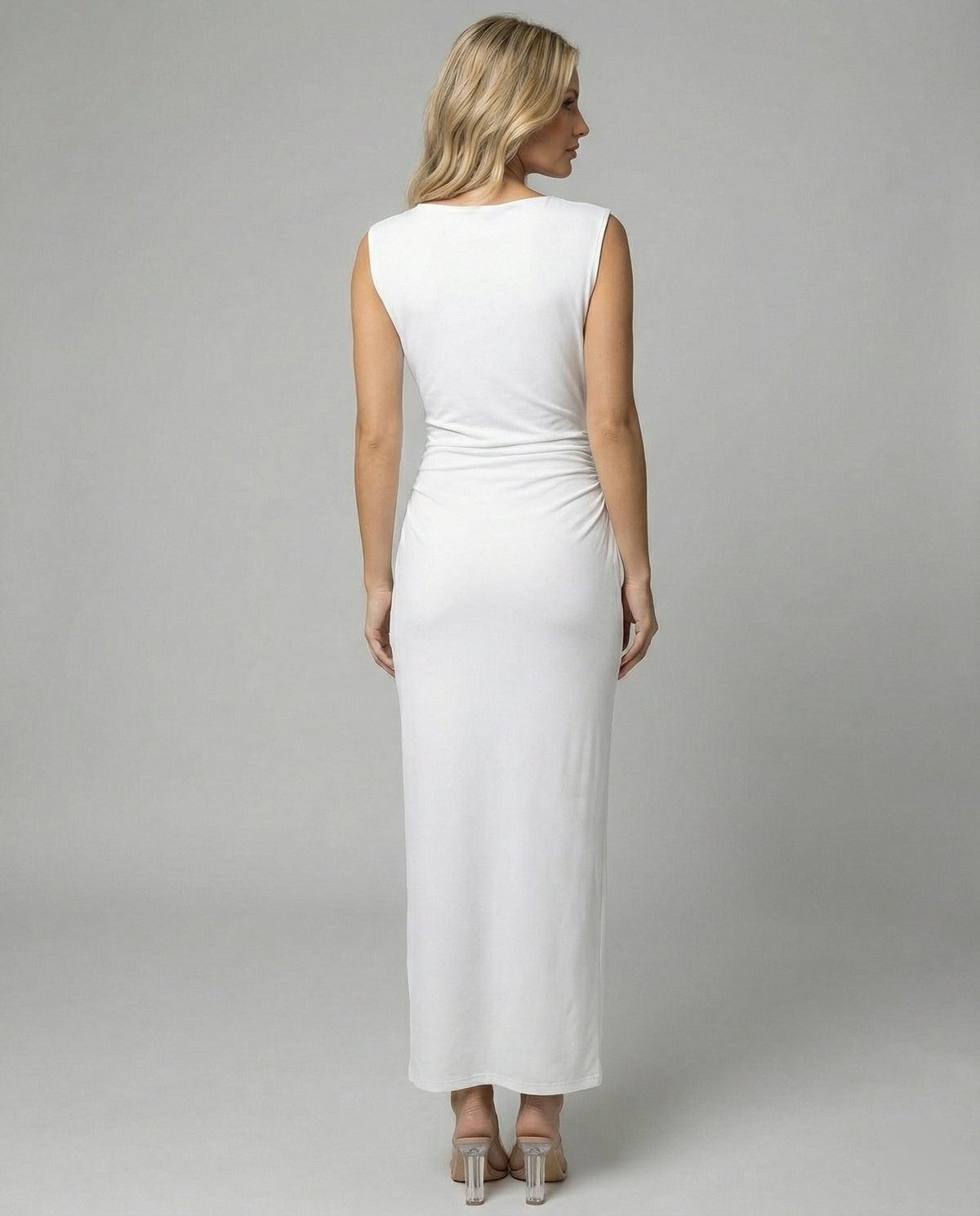 Women's Satin Maxi Dress with Draping