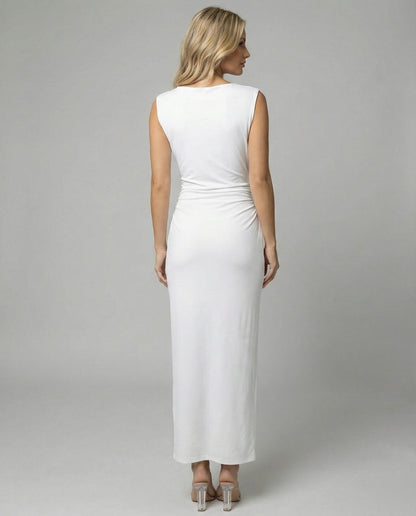 Women's Satin Maxi Dress with Draping