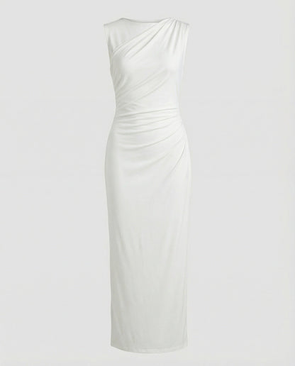 Women's Satin Maxi Dress with Draping