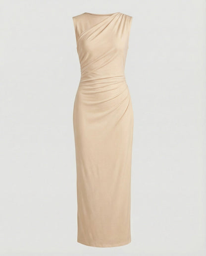 Women's Satin Maxi Dress with Draping