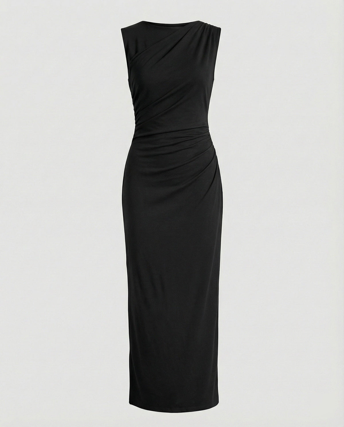 Women's Satin Maxi Dress with Draping
