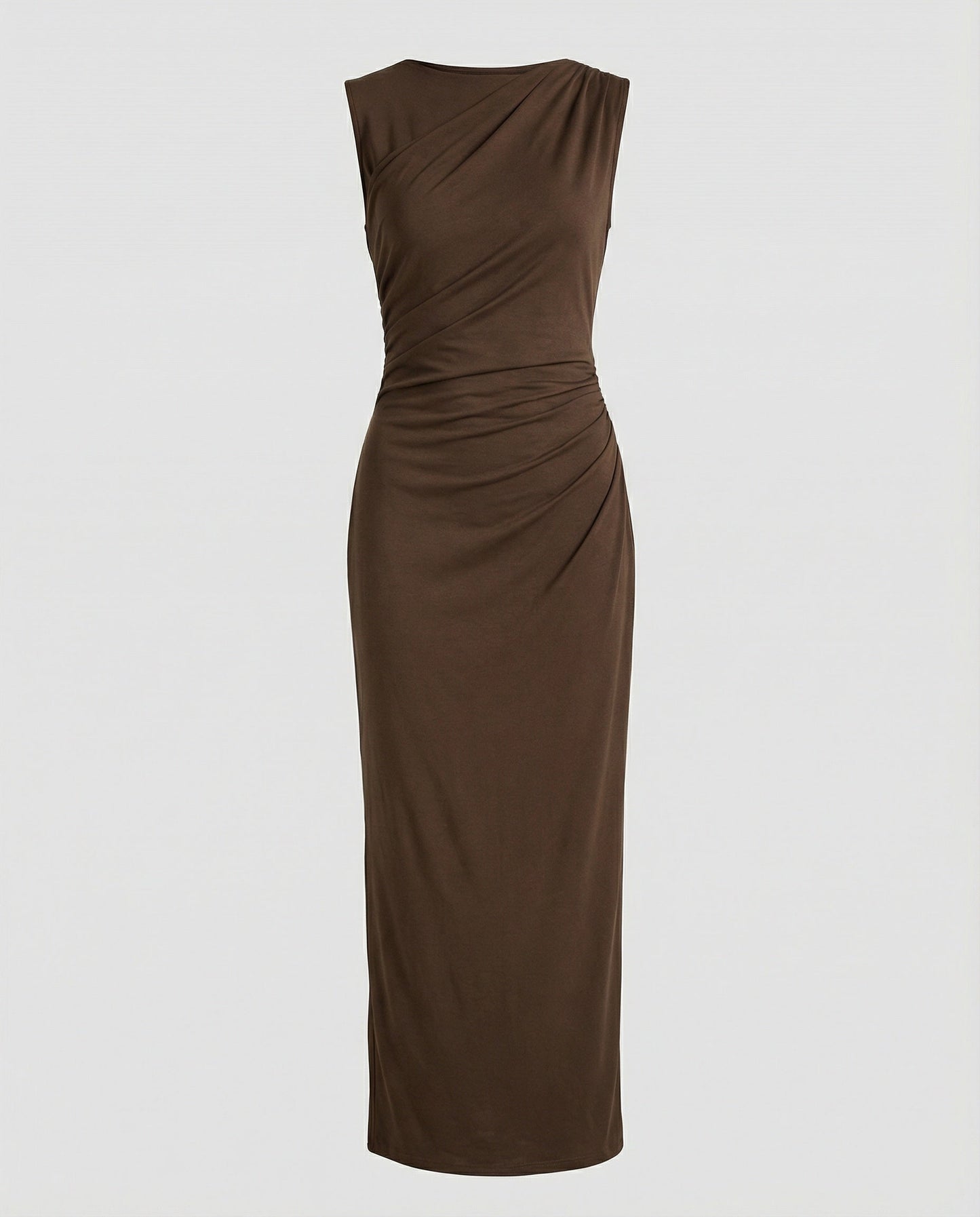 Women's Satin Maxi Dress with Draping