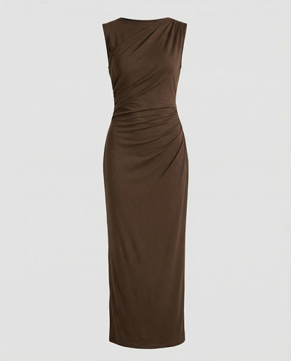 Women's Satin Maxi Dress with Draping