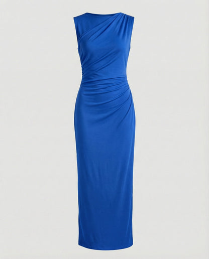 Women's Satin Maxi Dress with Draping