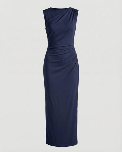 Women's Satin Maxi Dress with Draping