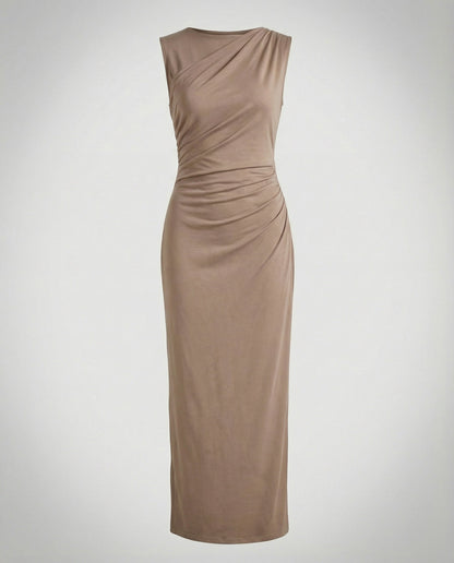 Women's Satin Maxi Dress with Draping