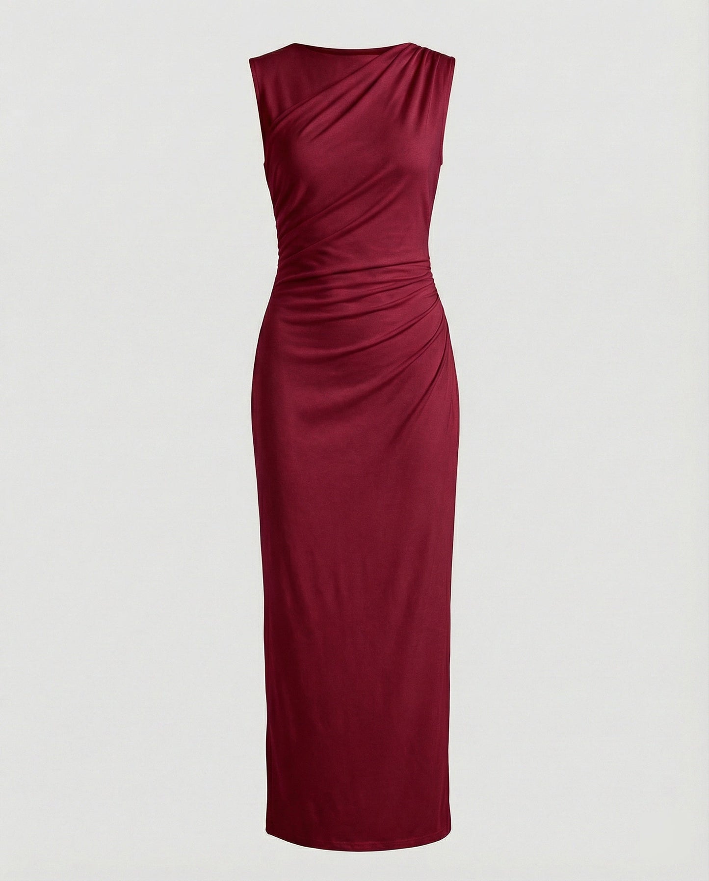Women's Satin Maxi Dress with Draping